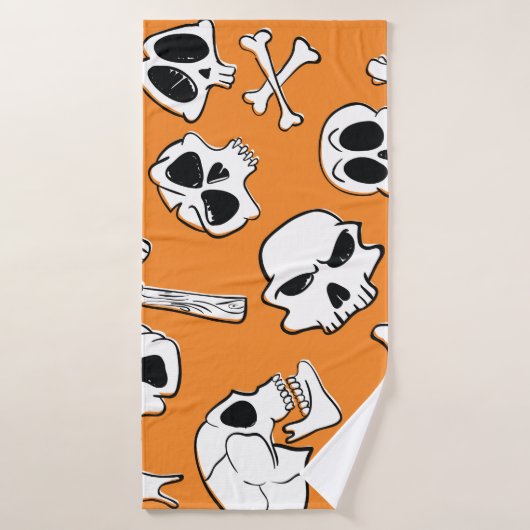 Halloween Skulls Knochen Doodle Muster Badehandtuch (Badehandtuch)