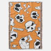 Halloween Skulls Knochen Doodle Muster Decke (Vorderseite Vertikal)
