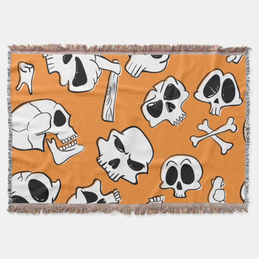 Halloween Skulls Knochen Doodle Muster Decke (Vorderseite)