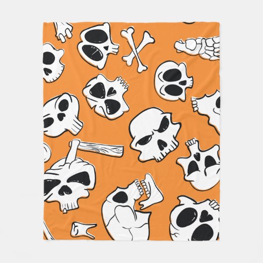 Halloween Skulls Knochen Doodle Muster Fleecedecke (Vorderseite)