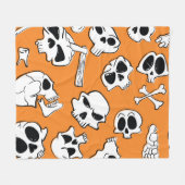 Halloween Skulls Knochen Doodle Muster Fleecedecke (Vorderseite (Horizontal))