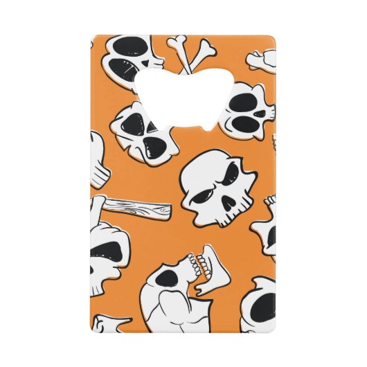 Halloween Skulls Knochen Doodle Muster Geldbeutel Flaschenöffner (Vorderseite)