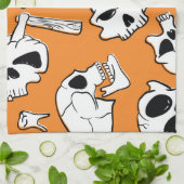 Halloween Skulls Knochen Doodle Muster Geschirrtuch (Gefaltet)