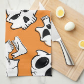 Halloween Skulls Knochen Doodle Muster Geschirrtuch (Viertel Falte)