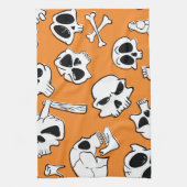 Halloween Skulls Knochen Doodle Muster Geschirrtuch (Vertikal)