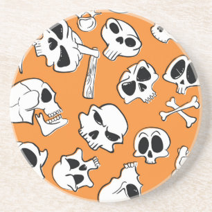 Halloween Skulls Knochen Doodle Muster Getränkeuntersetzer