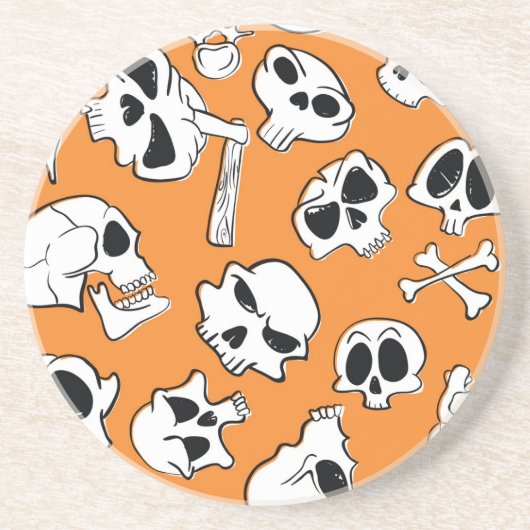Halloween Skulls Knochen Doodle Muster Getränkeuntersetzer (Vorne)