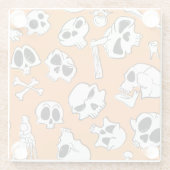 Halloween Skulls Knochen Doodle Muster Glasuntersetzer (Rückseite)
