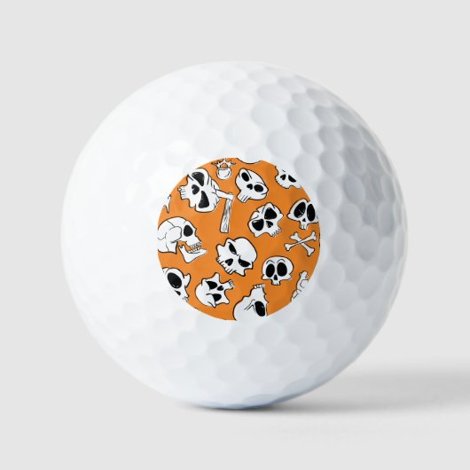 Halloween Skulls Knochen Doodle Muster Golfball (Vorderseite)