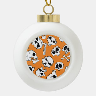 Halloween Skulls Knochen Doodle Muster Keramik Kugel-Ornament