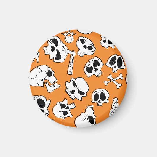 Halloween Skulls Knochen Doodle Muster Magnet (Vorne)