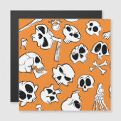 Halloween Skulls Knochen Doodle Muster Magnetkarte (Vorne/Hinten)
