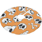 Halloween Skulls Knochen Doodle Muster Polyester Weihnachtsbaumdecke (Schrägansicht)