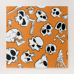 Halloween Skulls Knochen Doodle Muster Puzzle