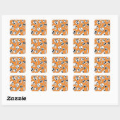 Halloween Skulls Knochen Doodle Muster Quadratischer Aufkleber (Blatt)