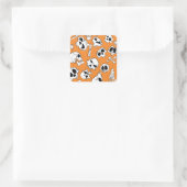 Halloween Skulls Knochen Doodle Muster Quadratischer Aufkleber (Tasche)