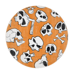 Halloween Skulls Knochen Doodle Muster Schneidebrett