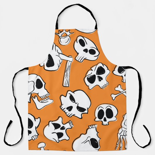 Halloween Skulls Knochen Doodle Muster Schürze (Vorderseite)