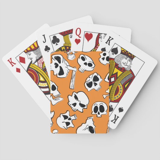 Halloween Skulls Knochen Doodle Muster Spielkarten (Rückseite)