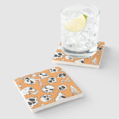 Halloween Skulls Knochen Doodle Muster Steinuntersetzer (Seitenansicht)