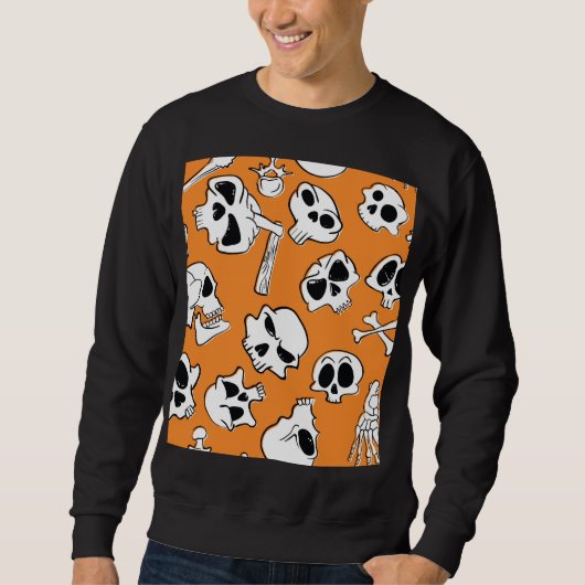 Halloween Skulls Knochen Doodle Muster Sweatshirt (Vorderseite)