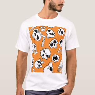 Halloween Skulls Knochen Doodle Muster T-Shirt