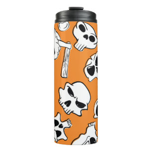 Halloween Skulls Knochen Doodle Muster Thermosbecher
