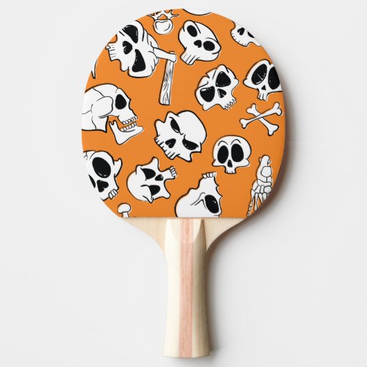 Halloween Skulls Knochen Doodle Muster Tischtennis Schläger (Vorderseite)