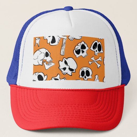 Halloween Skulls Knochen Doodle Muster Truckerkappe (Vorderseite)