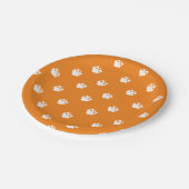 Halloween Skulls Muster orange weiß Pappteller (Schrägansicht)