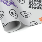 Halloween Skulls Nahtloses graues Wrapping Paper Geschenkpapier (Rolleneckpunkt)