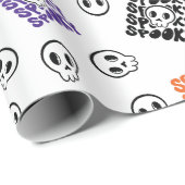 Halloween Skulls Nahtloses Wrapping Paper Design Geschenkpapier (Rolleneckpunkt)