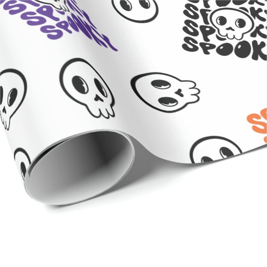 Halloween Skulls Nahtloses Wrapping Paper Design Geschenkpapier (Rolleneckpunkt)