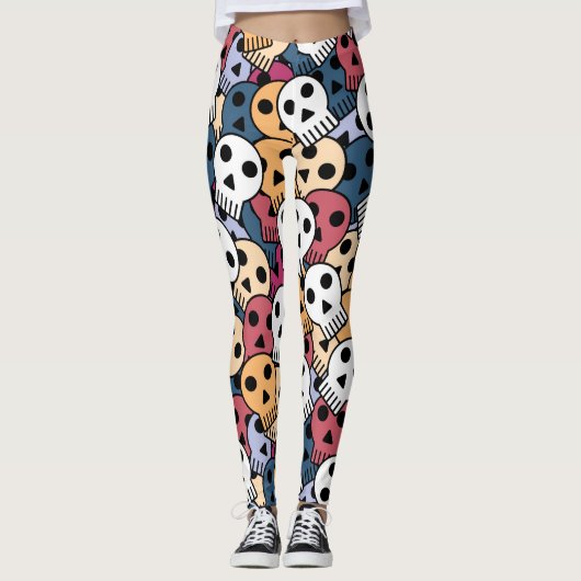 Halloween Skulls Pattern Leggings (Vorderseite)