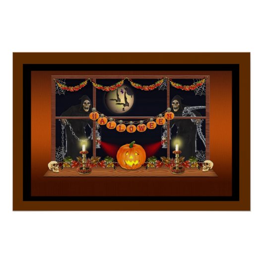 Halloween Skulls, Pumpkins und Ketten Poster (Vorderseite)