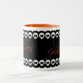 Halloween Skulls Schwarz-weiß & Orange Tasse (Mittel)