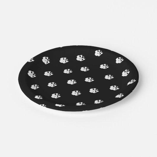 Halloween Skulls Schwarz-weiß Pappteller (Schrägansicht)