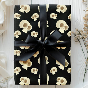 Halloween Skulls Schwarz-weißes Beängstigendes Mus Geschenkpapier