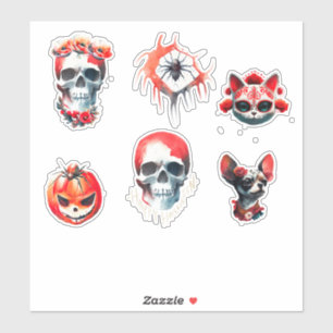 Halloween Skulls Spider Cat Day of the Dead Aufkleber