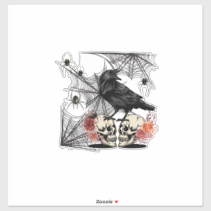 Halloween Skulls Spinnennetze und ein Crow Sticker