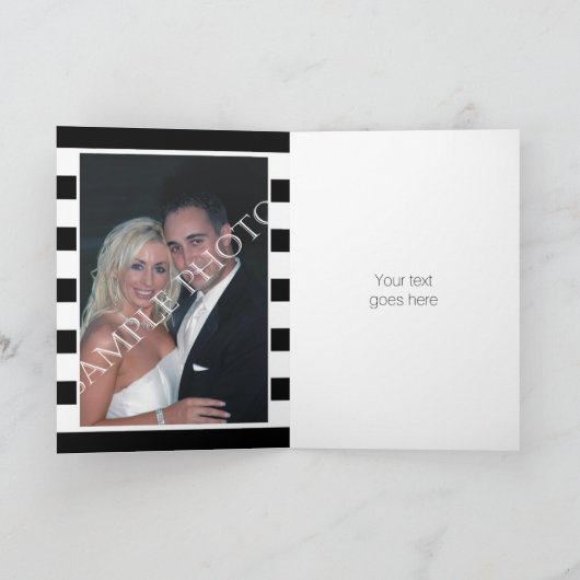 Halloween Skulls Streifen Hochzeit Danke Foto (Innenseite)