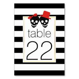 Halloween Skulls Streifen rote Hochzeitsfeier Tisc Tischnummer