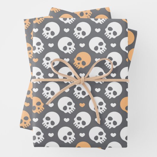 Halloween Skulls & Sweet Hearts Wrapping Paper Geschenkpapier Set (Beispiel)