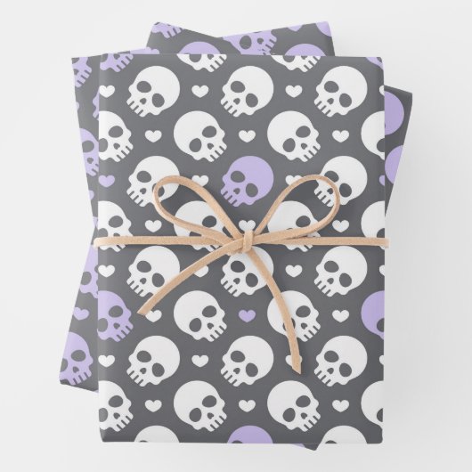 Halloween Skulls & Sweet Hearts Wrapping Paper Geschenkpapier Set (Beispiel)