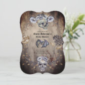 Halloween Skulls Trendy Party lädt Wassercolor ein Einladung (Stehend Vorderseite)