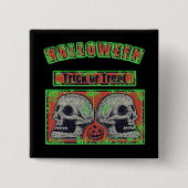 Halloween Skulls - Trick oder Treat getragen grün Button (Vorderseite)