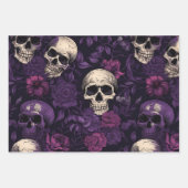 Halloween Skulls und Blume Geschenkpapier Set (Vorderseite)