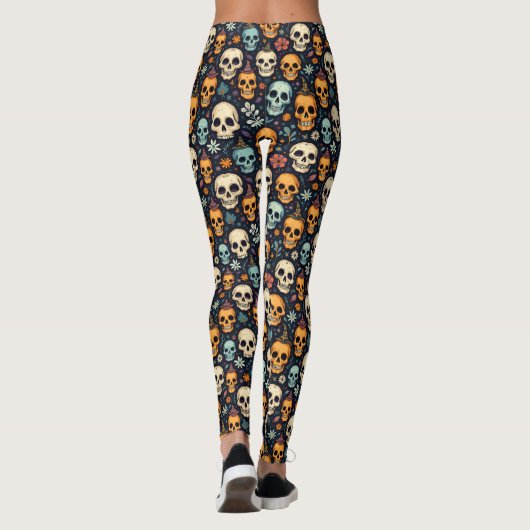 Halloween Skulls und Blume Leggings (Rückseite)