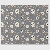 Halloween Skulls und Knochen Nahtloses Wrapping Pa Geschenkpapier (Flach)