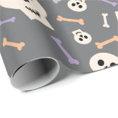 Halloween Skulls und Knochen Nahtloses Wrapping Pa Geschenkpapier (Rolleneckpunkt)